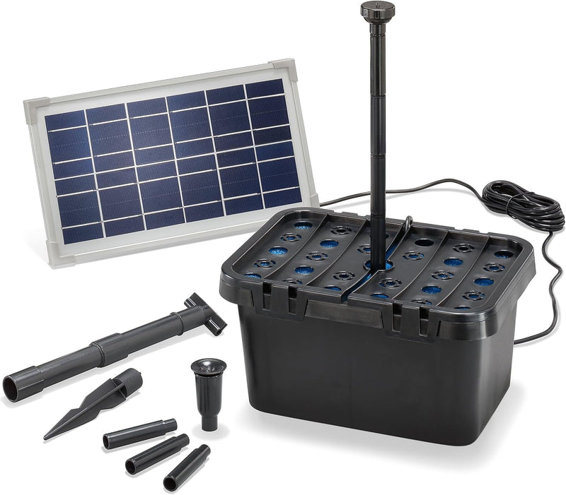 Solar Teichfilter Komplettset Professional - 380 l/h Förderleistung + 8 W Solarmodul - für Teiche un
