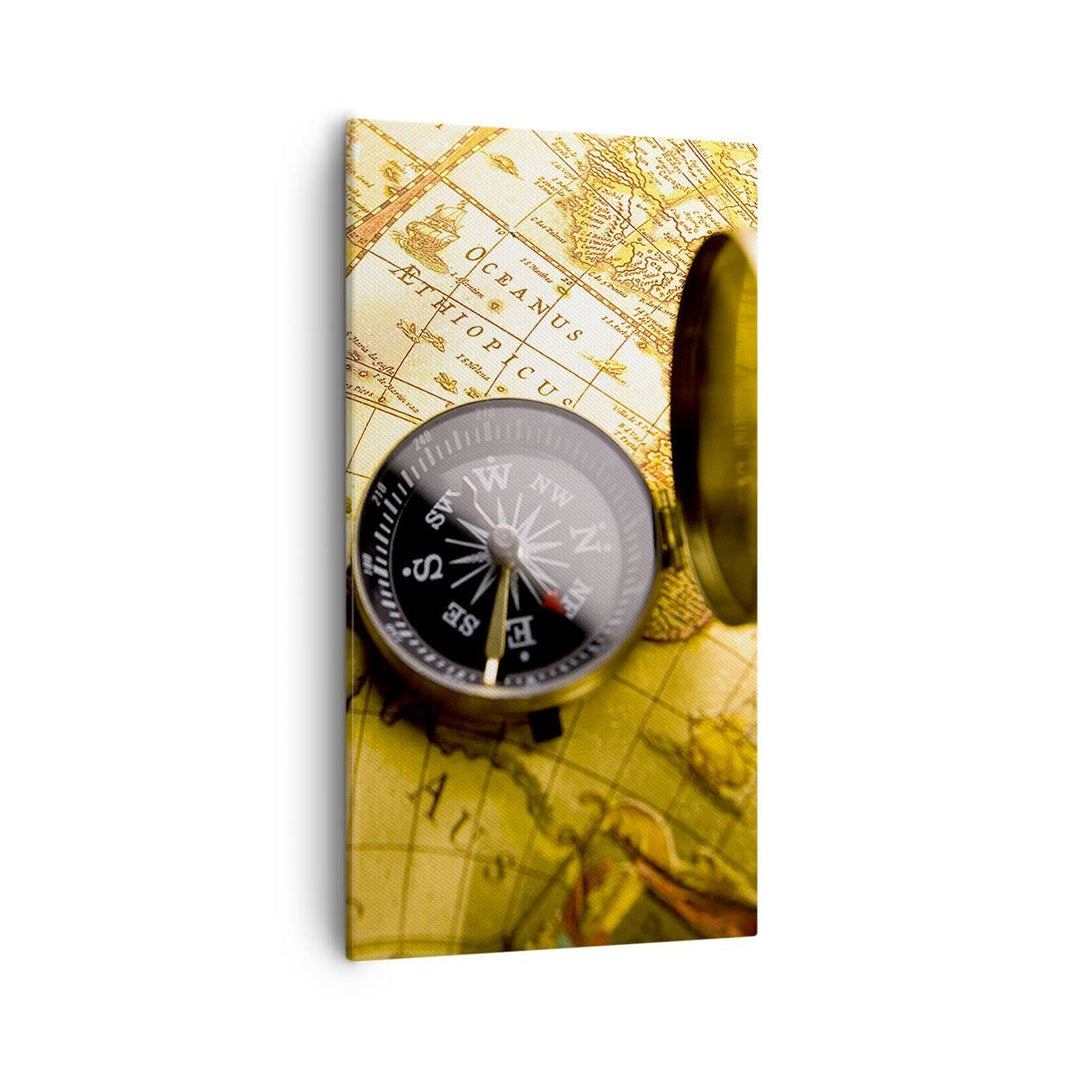 Bilder auf Leinwand 55x100cm Leinwandbild mit Rahmen Abstrakt kommunikation kompass erde Gross Wandd