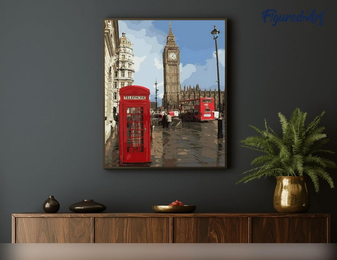 Figured'Art Malen Nach Zahlen Erwachsene Mit Rahmen Telefonzelle in London - Paint by Numbers Bastel