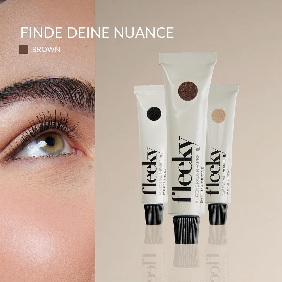 fleeky Tint Kit Brown - DIY Set fürs Färben von Gesichtshärchen wie Augenbrauen, Barthaaren etc. bes