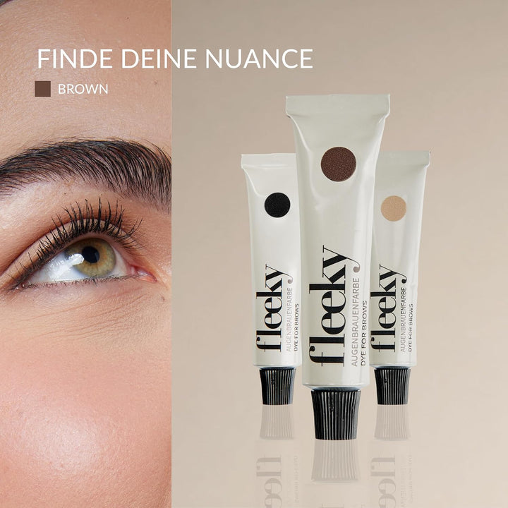 fleeky Tint Kit Brown - DIY Set fürs Färben von Gesichtshärchen wie Augenbrauen, Barthaaren etc. bes