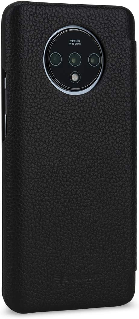STILGUT Hülle geeignet für OnePlus 7T Lederhülle Book Type, schwarz OnePlus 7T schwarz, OnePlus 7T s