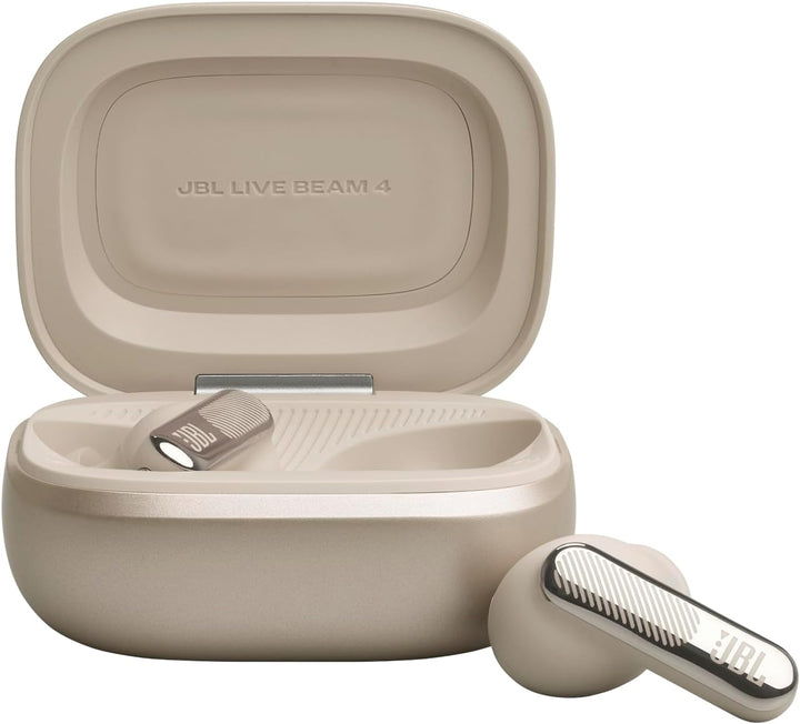 JBL Live Beam 4, Kabellose Noise-Cancelling-Ohrhörer, Champagner | Hi-Res Audio, Smart Charging Case