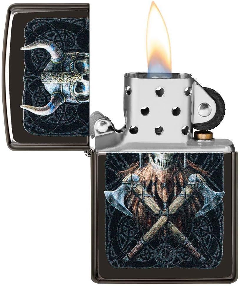 Zippo 49106 Unisex-Erwachsene Anne Stokes 2021 Viking Skull Design High Polish Blackpocket Classic L