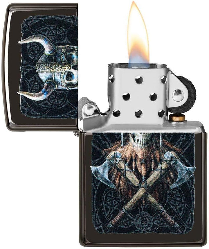 Zippo 49106 Unisex-Erwachsene Anne Stokes 2021 Viking Skull Design High Polish Blackpocket Classic L