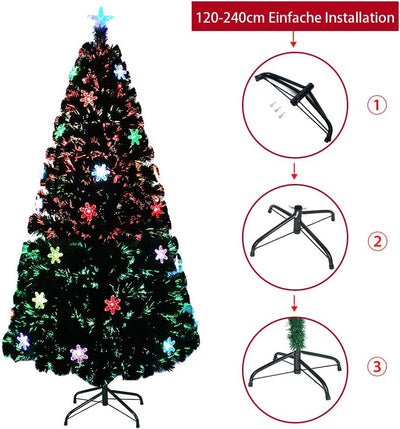 Aufun Künstliche Weihnachtsbäume 150CM Glasfaser Weihnachtsbaum mit Schneeflocken LED Beleuchtung fü