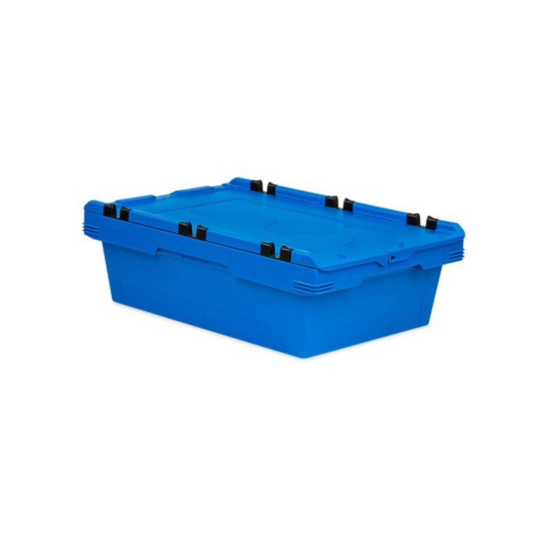 PROREGAL Conical Mehrweg-Stapelbehälter mit Krokodildeckel Blau | HxBxT 19,9x41x61cm | 29 Liter | La