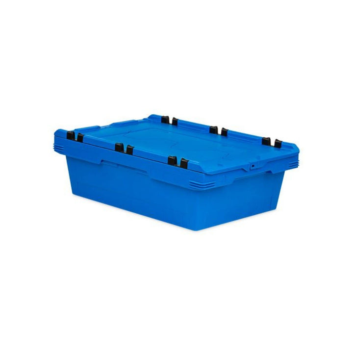 PROREGAL Conical Mehrweg-Stapelbehälter mit Krokodildeckel Blau | HxBxT 19,9x41x61cm | 29 Liter | La