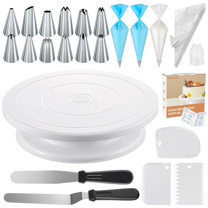Comforty 71 Stücke Torten Zubehör, Torten Set, Cake Stand, Drehteller für Anfänger und Profis, 3