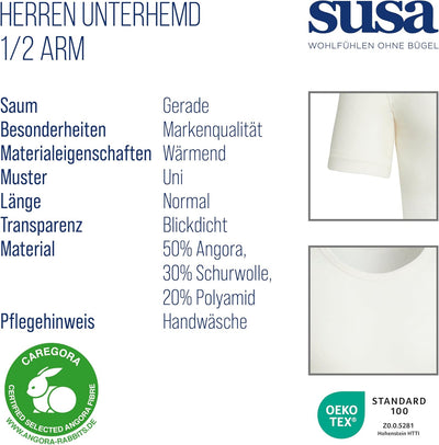 SUSA Thermounterwäsche Herren Angora Weiss I Kälteschutz mit angenehmem Tragekomfort I 100% Made in