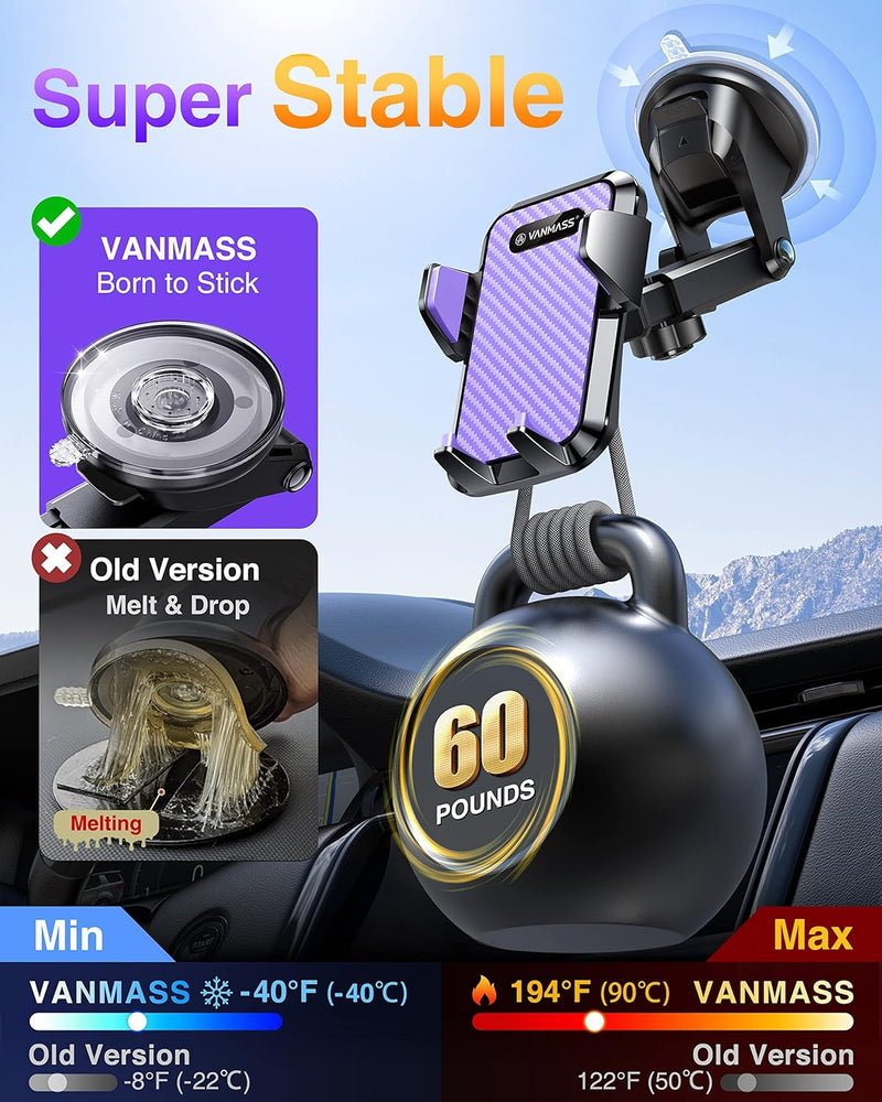 VANMASS Handyhalterung Auto Lüftung Elegantes violett Handy Halterung Auto 4 in 1 Handyhalter Auto S