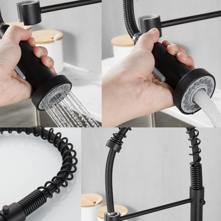 Wasserhahn Küche, Küchenarmatur 360° drehbar mit herunterziehbarem Sprühkopf,Kupfermaterial,Mischbat