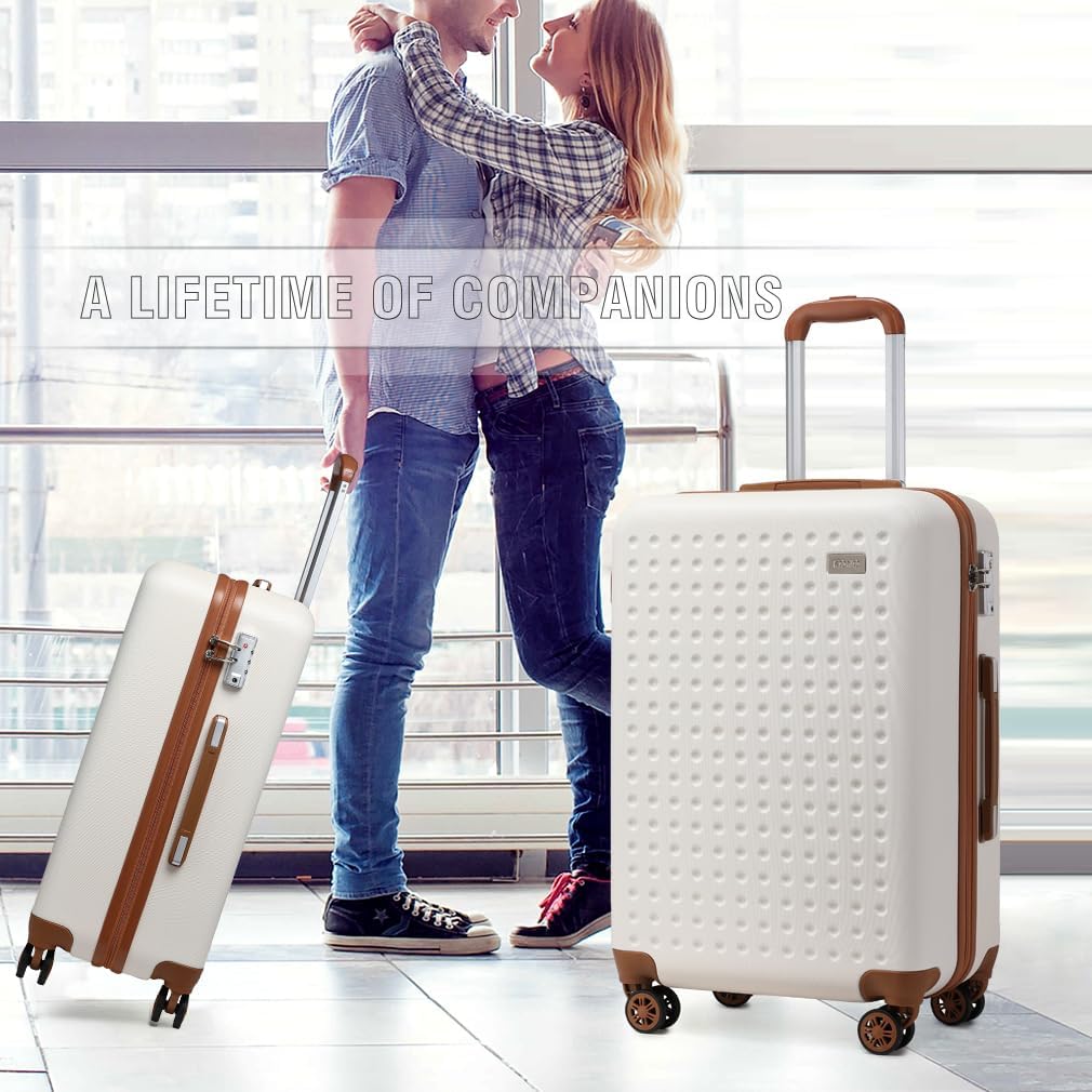KONO Koffer Trolley Mittelgross Hartschalenkoffer Reisekoffer von ABS Hartschalen Handgepäck mit 4 S