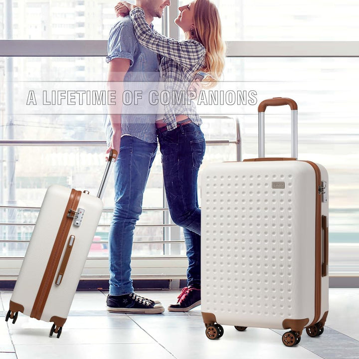 KONO Koffer Trolley Mittelgross Hartschalenkoffer Reisekoffer von ABS Hartschalen Handgepäck mit 4 S
