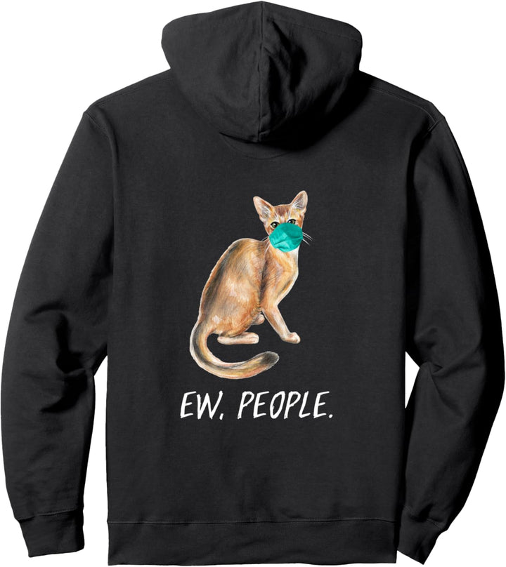 Abessinier Katze mit Gesichtsmaske Mundschutz EW PEOPLE Pullover Hoodie
