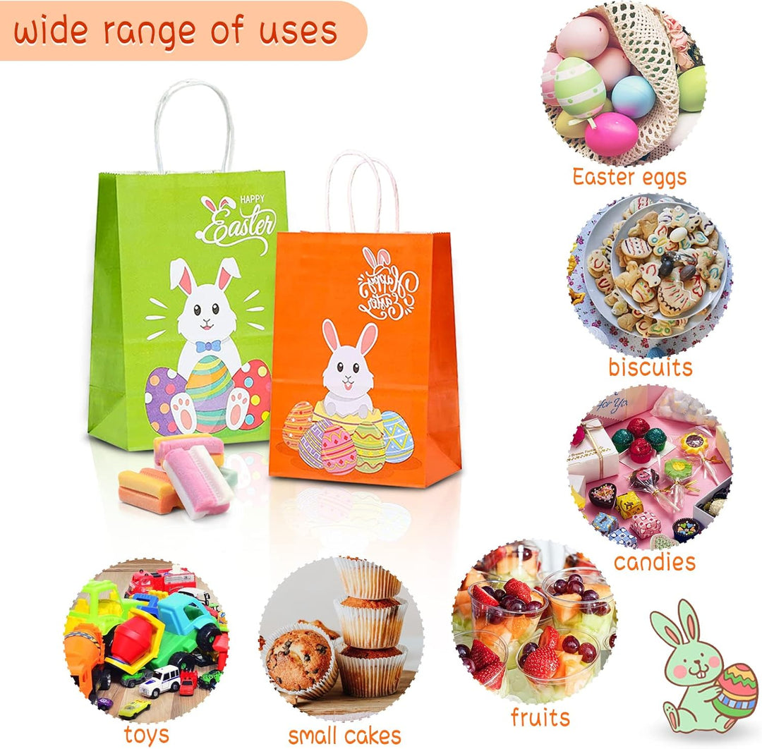 Mizijia 24 Stück Ostertüten für Kinder - Hasenmotiv, zum Befüllen mit Süssigkeiten & als Geschenkver