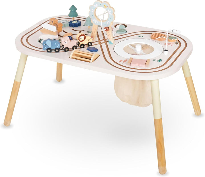 Mamabrum Holz-Lerntisch für Kinder mit 10 Aktivitäten für Kinder 3+, Montessori Spielzeug, Motoriksc