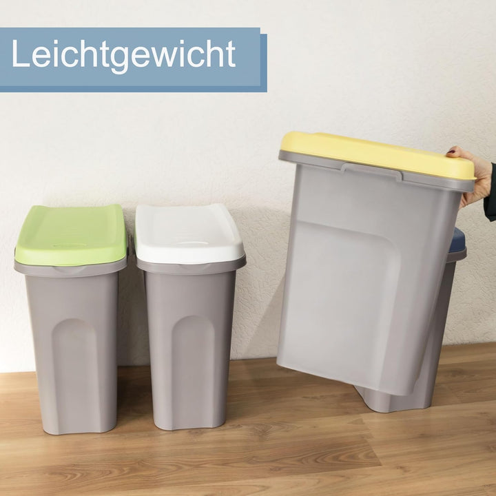 15L Mülleimer weisser Deckel Recycling Mülltrennung Abfalleimer Abfallbehälter Müll Küche rechteckig