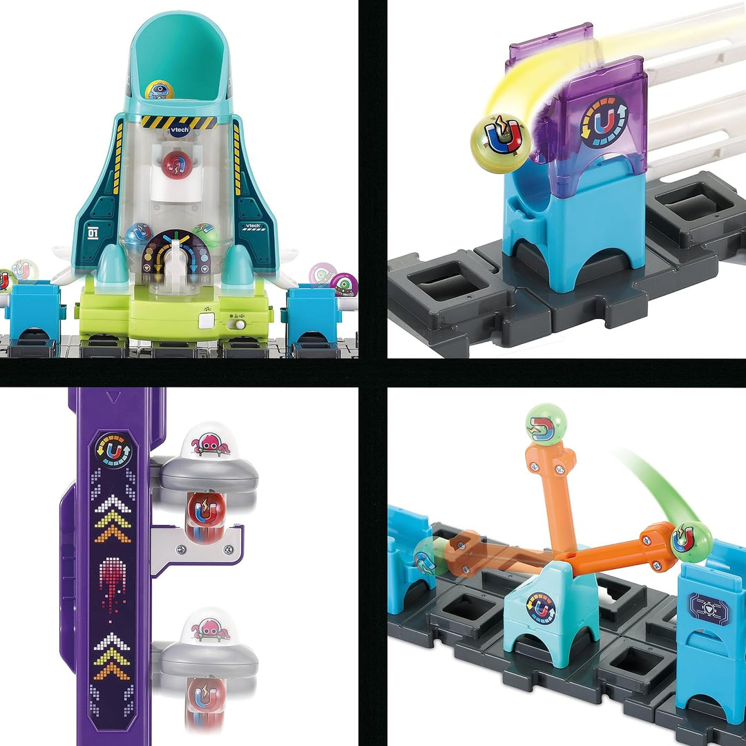 VTech Marble Rush - Space Magnetic Set XL300 E – Interaktive Murmelbahn mit spannenden Bahnelementen