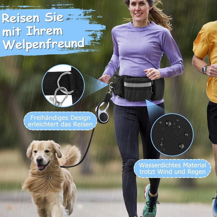 Leckerlibeutel Hundetraining, Robuste Bauchtasche mit Kotbeutelspender, Flaschenhalter, Reflektor &