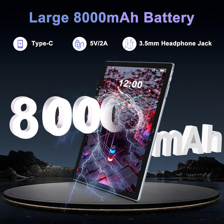 ZIOVO Android 14 Tablet 10 Zoll mit Octa-Core 2.0GHz, 22GB RAM+128GB ROM/2TB TF, 8000mAh, 2.4G+ 5G W