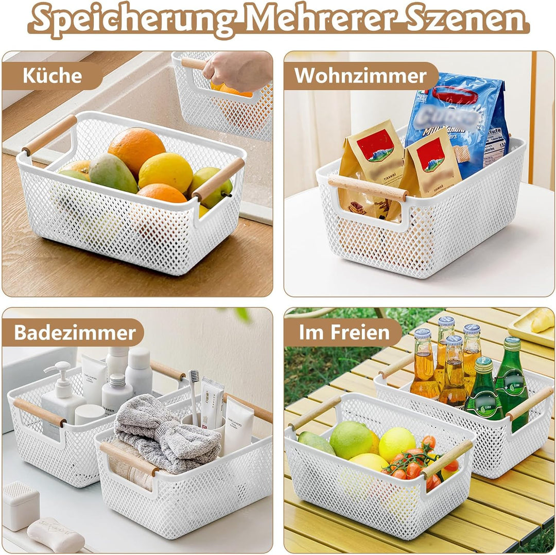 6 Stück Aufbewahrungsbox Weiss (3x Gross 35x22,5x16,2cm + 3x Mittel 30x20,4x14,2cm) - Boxen Aufbewah