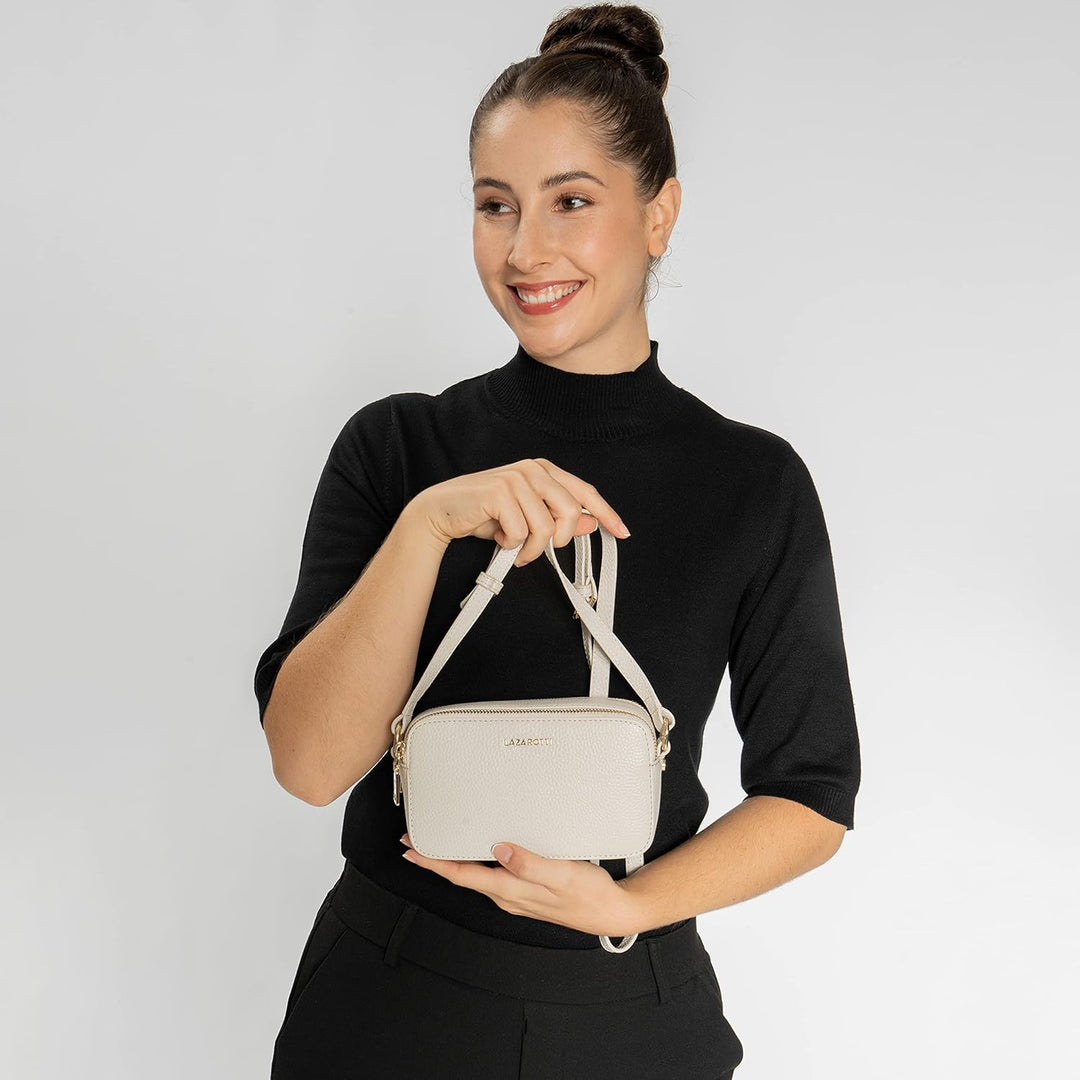 Lazarotti Bologna Leder Umhängetasche Damen | 2 Hauptfächer & längenverstellbarer Schulterriemen | m