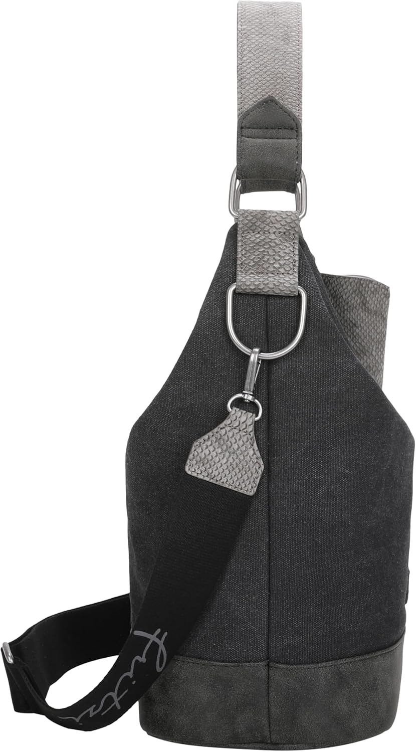 Fritzi aus Preussen Damen Izzy07 Canvas Hobo-Tasche Schwarz, Schwarz