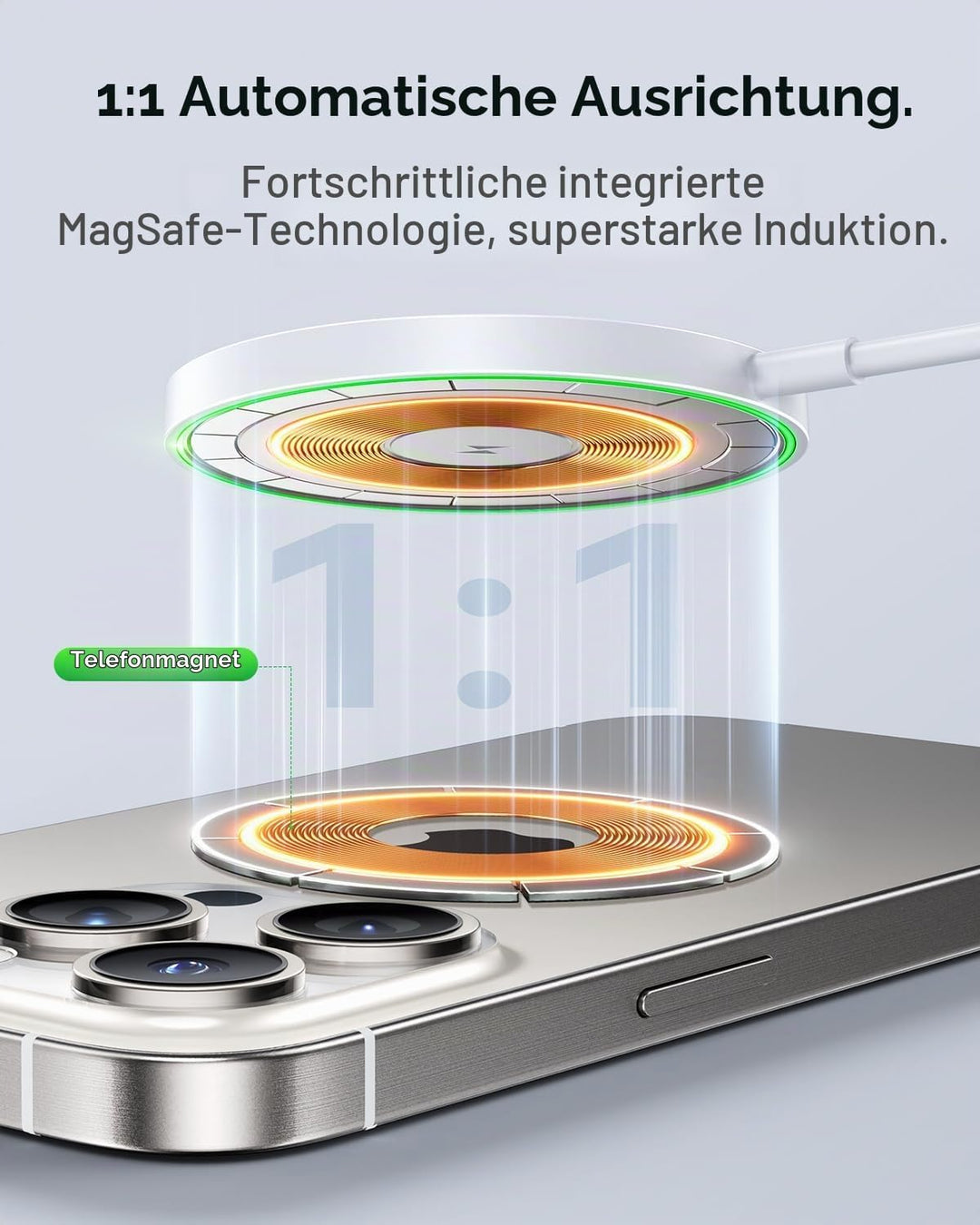 AMSKY Kompatibel mit Magsafe Ladegerät, 15W Magnetische Wireless Charger Kompatibel mit Magsafe Lade