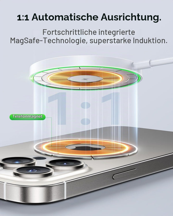 AMSKY Kompatibel mit Magsafe Ladegerät, 15W Magnetische Wireless Charger Kompatibel mit Magsafe Lade