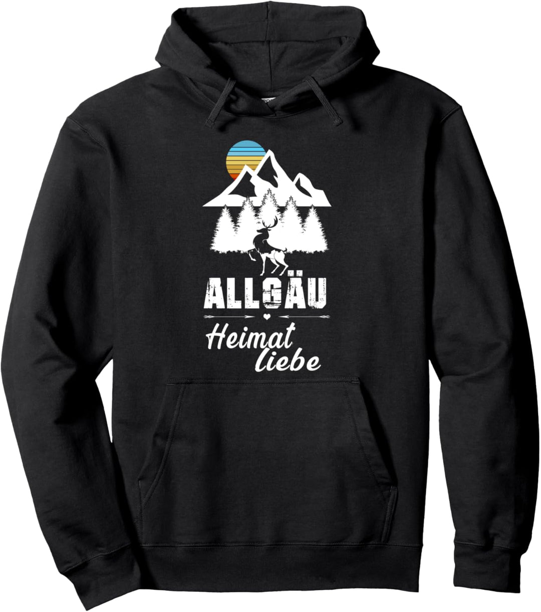 Allgäuer Heimat & Liebe Bayern Berge Wald & Hirsch Geschenk Pullover Hoodie