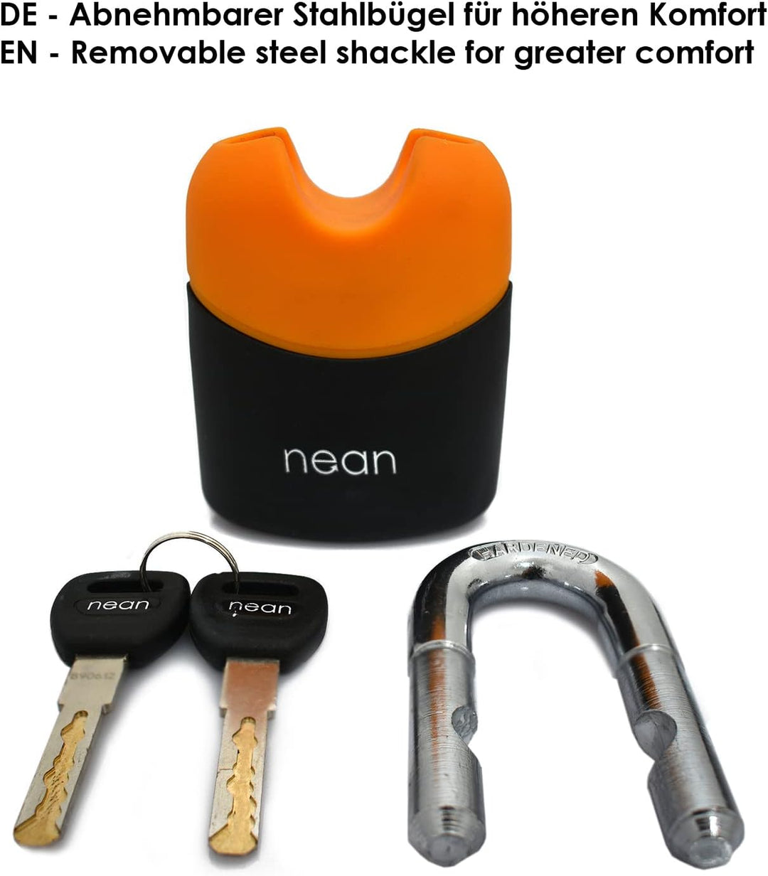 nean Fahrradschloss Kettenschloss mit Vorhängeschloss, Bike Chain Lock, 2x Sicherheit Schlüssel, ext