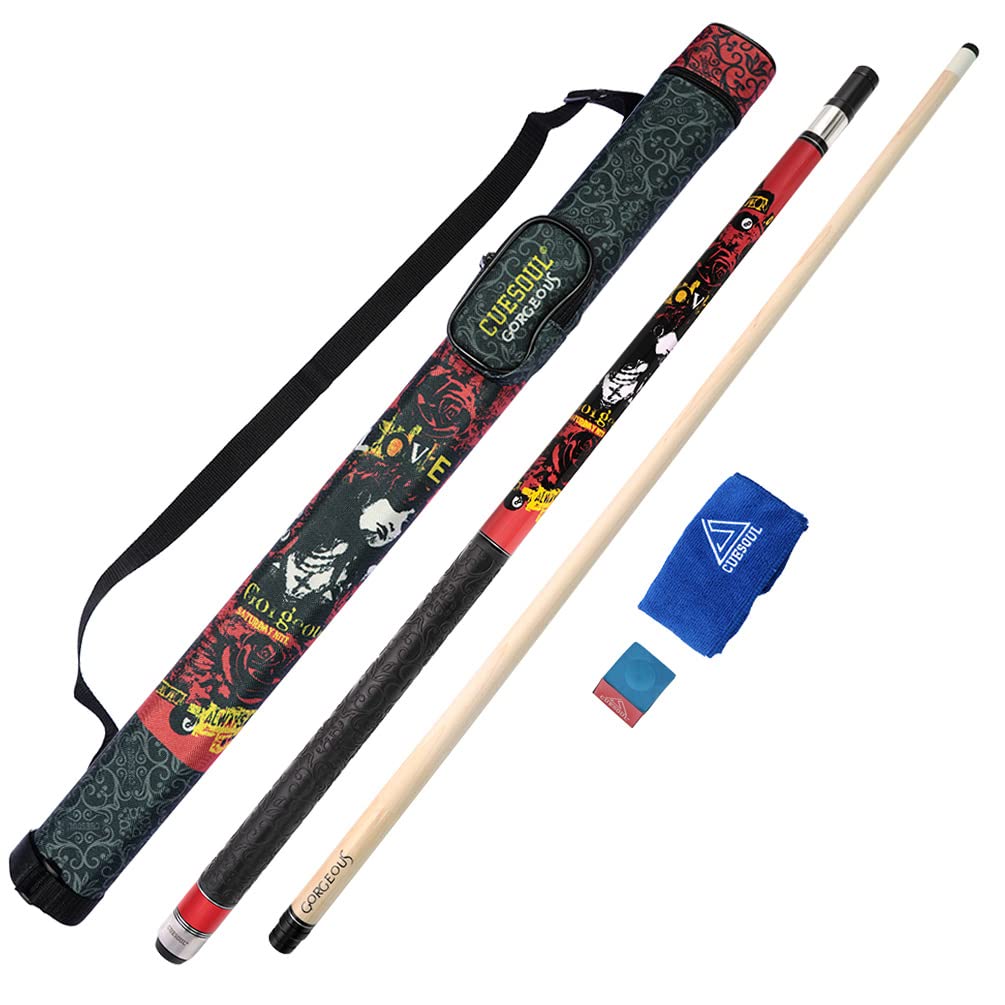 CUESOUL Gorgeous 58inches 19oz Pool Quee Stick, 13mm Spitze rot, rot