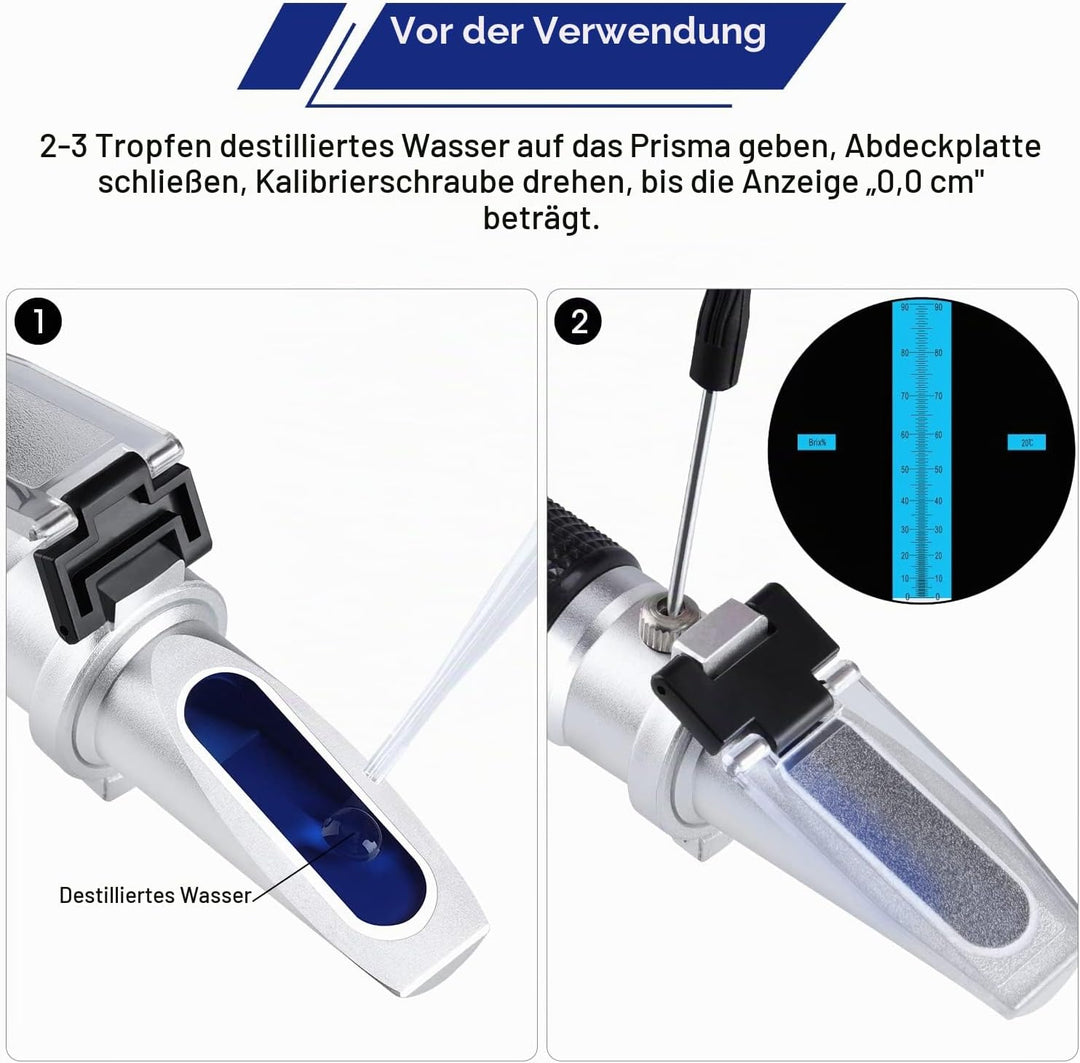 Brix Refraktometer 0~90%, Handrefraktometer für Zucker, Brix Messgerät, hohe Genauigkeit mit ATC für