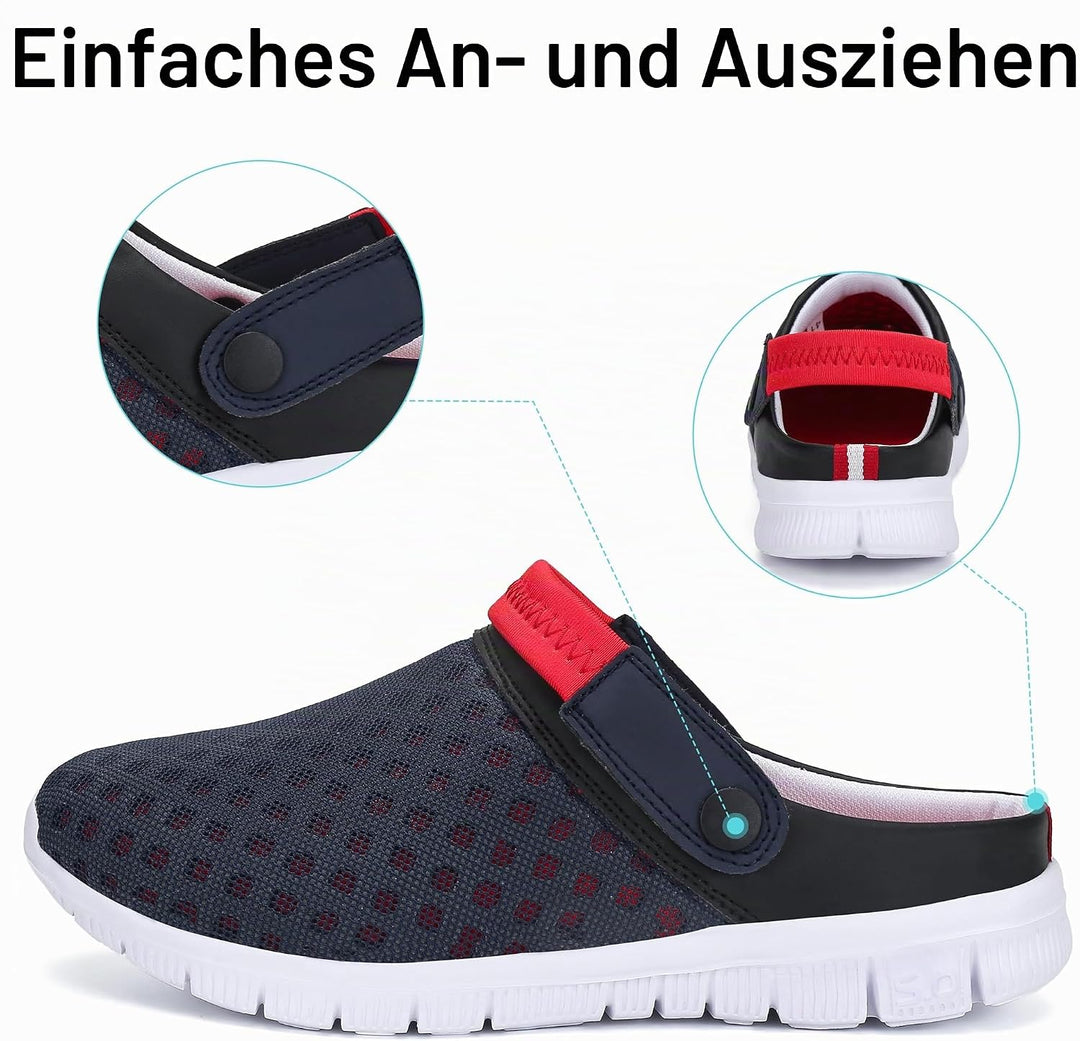 SAGUARO Unisex Clogs Sommer Hausschuhe Leicht Gartenschuhe Gr. 36-48 36 EU Rot, 36 EU Rot