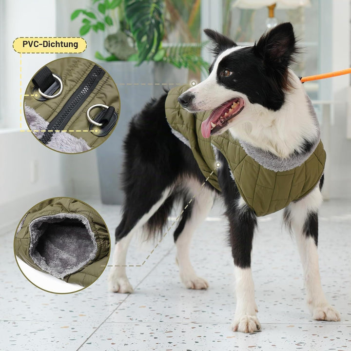 Warmer Fleece-Hundemantel mit strapazierfähigem Geschirr mit D-Ring, wasserdichte Welpenjacke für kl