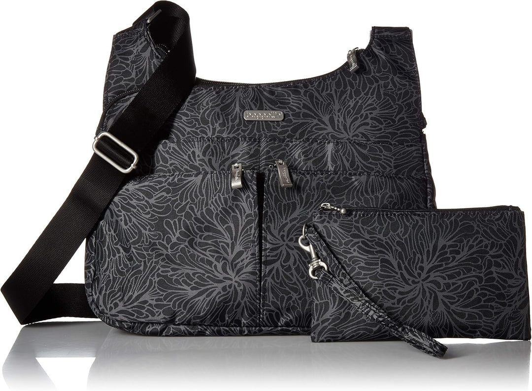 Baggallini Cross-Over-Crossbody-Tasche – leicht, wasserabweisend Midnight Blossom, Midnight Blossom