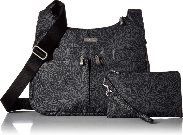 Baggallini Cross-Over-Crossbody-Tasche – leicht, wasserabweisend Midnight Blossom, Midnight Blossom