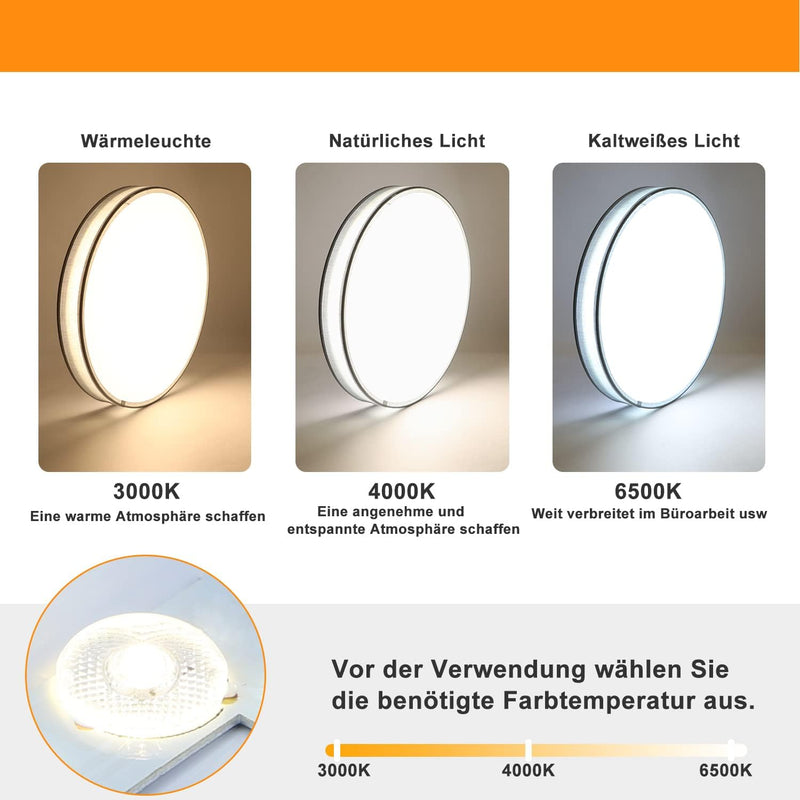 ZMH Deckenleuchte LED Deckenlampe Schlafzimmer - Rund Stoff Dimmbar mit Fernbedienung Schlafzimmerla