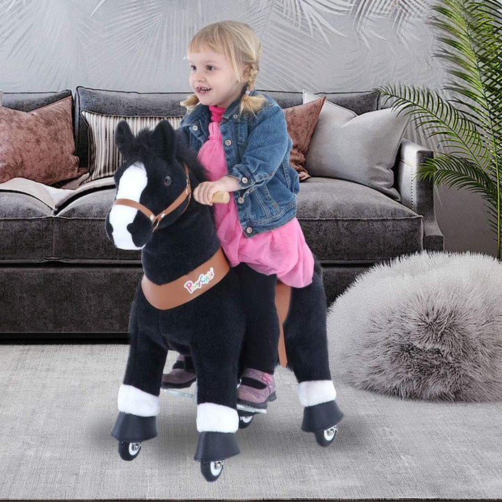 PonyCycle Offizielle Klassisch U-Serie Reiten auf Pferd Spielzeug Plüsch Lauftier Schwarzes Pferd fü