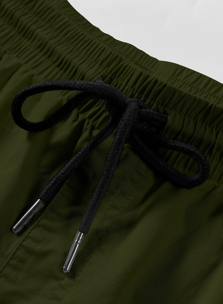 JMIERR Kurze Hosen Herren Shorts Herren Sommer Chino Baumwolle Elastische Taille mit Taschen M F Grü