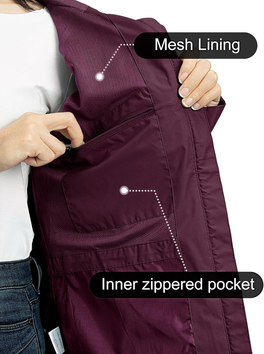 Outdoor Ventures Damen Regenjacke 10000MM Wasserdicht Leichte Gefüttert Packbar Sportjacke Funktions