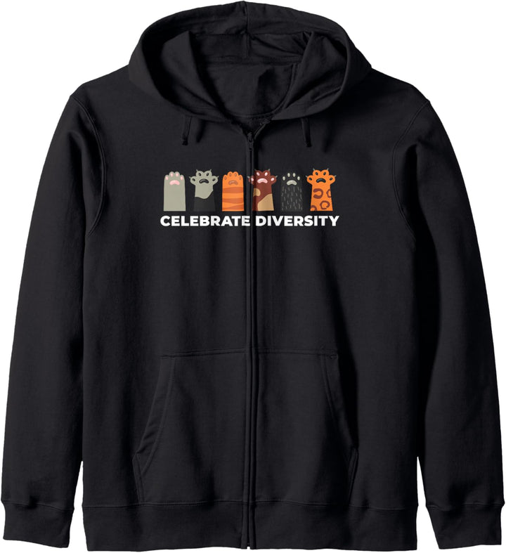 Celebrate Diversity Funny Cat Owner Gift for Cat Lover Paws Kapuzenjacke