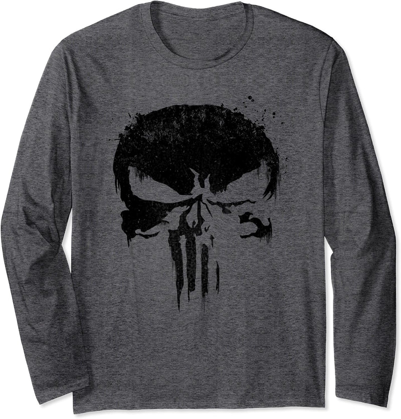 Marvel Punisher Black Paint Splatter Skull Langarmshirt