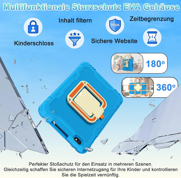 Kinder Tablet 10 zoll Android 15, 30 GB RAM + 2TB TF, Gemini AI, 5G WLAN 6, Widevine L1, Parental Co