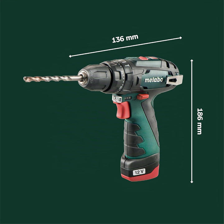 Metabo Akku-Schlagbohrschrauber PowerMaxx SB Basic (600385500) 12V 2x Li-Ion; Ladegerät LC 40; Kunst
