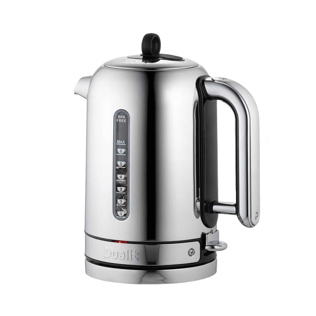 Dualit Classic Wasserkocher – Wasserkocher Design Edelstahl Hochglanz mit Schwarzem Rand –Schnellauf