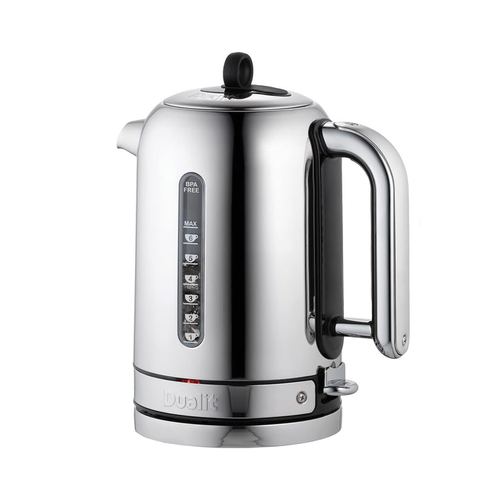 Dualit Classic Wasserkocher – Wasserkocher Design Edelstahl Hochglanz mit Schwarzem Rand –Schnellauf