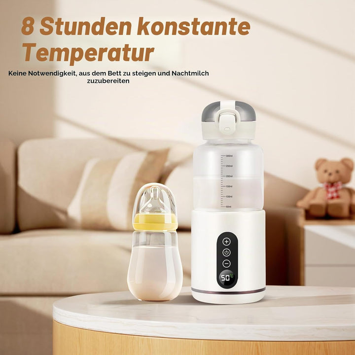 Tragbarer Babyflaschenwärmer 300ML, Auto Baby Flaschenwärmer, Einstellbare Temperatur von 37 °C bis