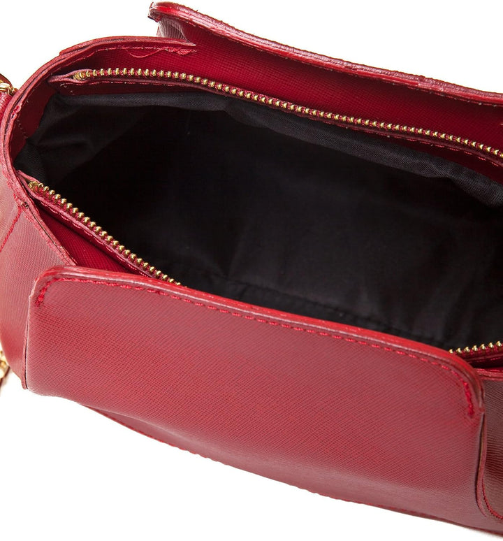 Umhängetasche Turin Wein Rot, Damentasche aus echtem Leder, Made in Italy, Elegante Frauenhandtasche